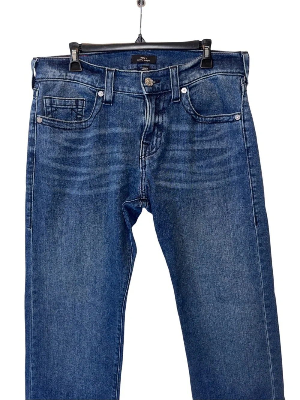 True Religion Ricky SN Flap Relaxed Straight Jeans Dark Denim Sz. 32x32 $159